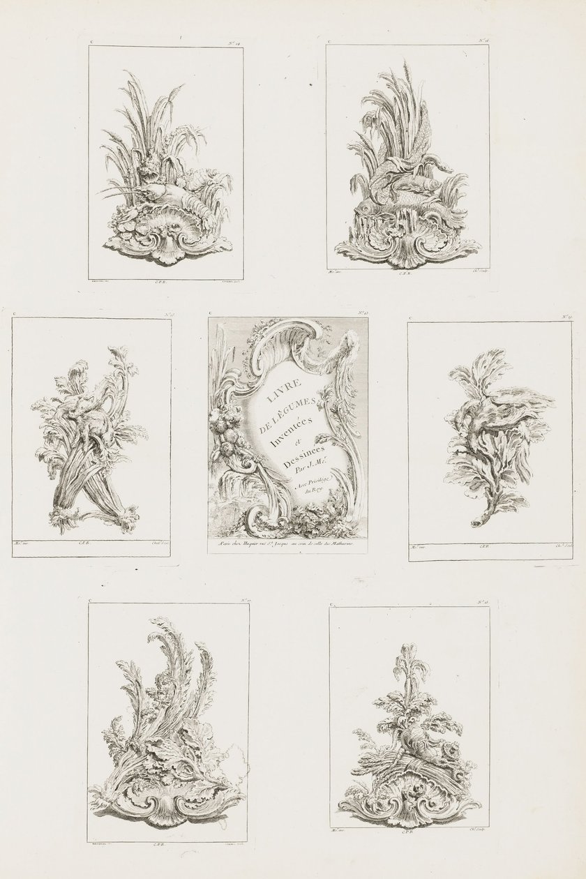装饰设计与小龙虾图案，pl。 14 LivredesLégumes（蔬菜系列）pl。一世... 作者 JusteAurèleMeissonnier