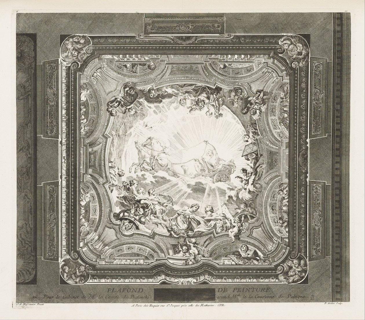 绘画天花板;同一个柜子的天花板，第4个板材 作者 JusteAurèleMeissonnier