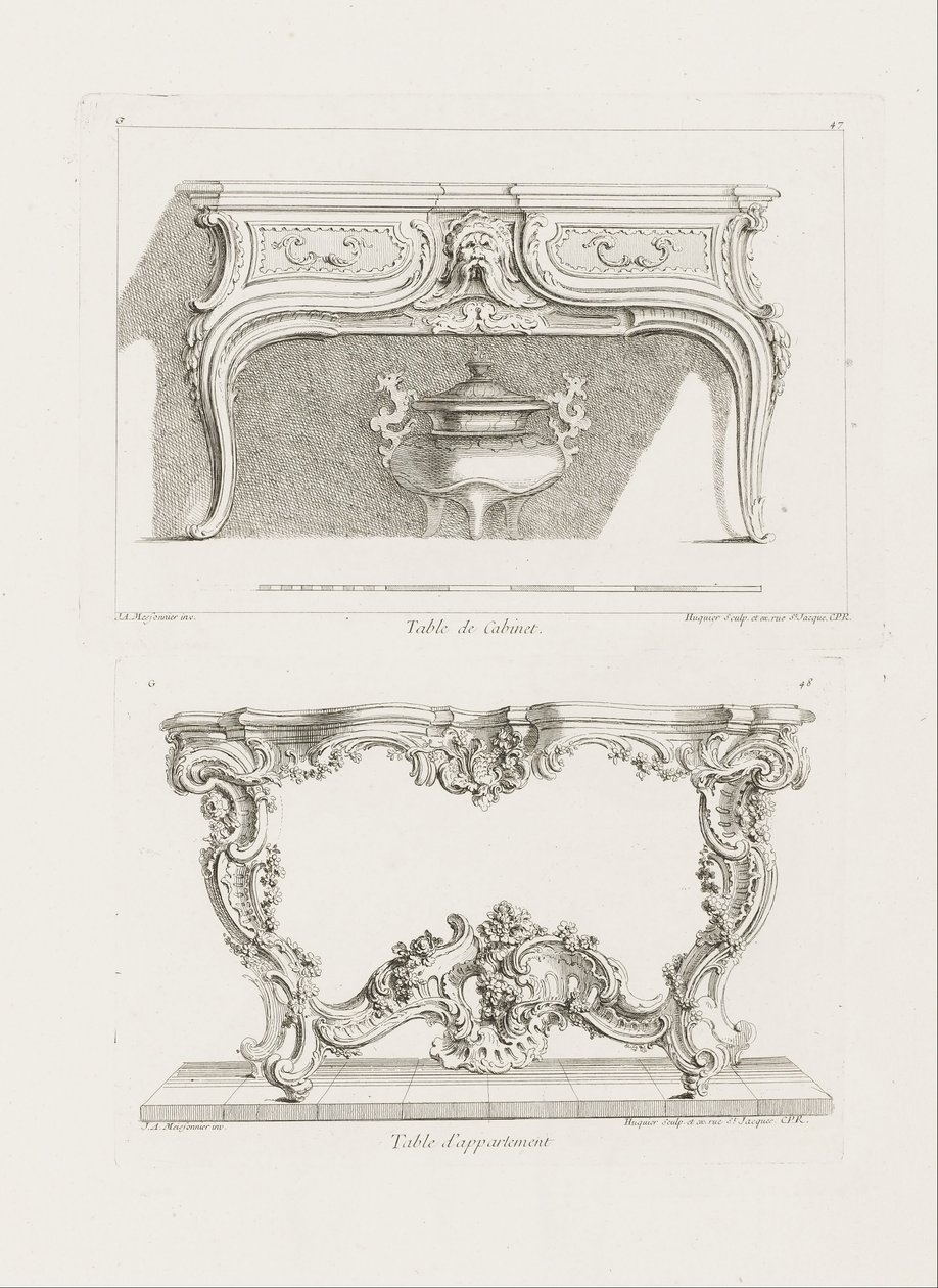 内阁桌，第六板（餐桌研究），pl。厄夫尔47 作者 JusteAurèleMeissonnier