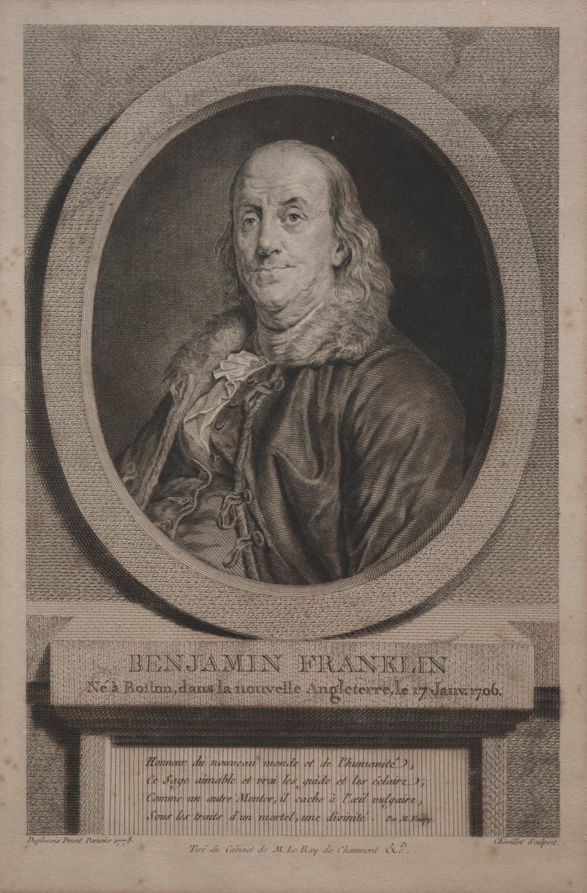 本杰明·富兰克林（Benjamin Franklin），1779年。 作者 Justus Chevillet