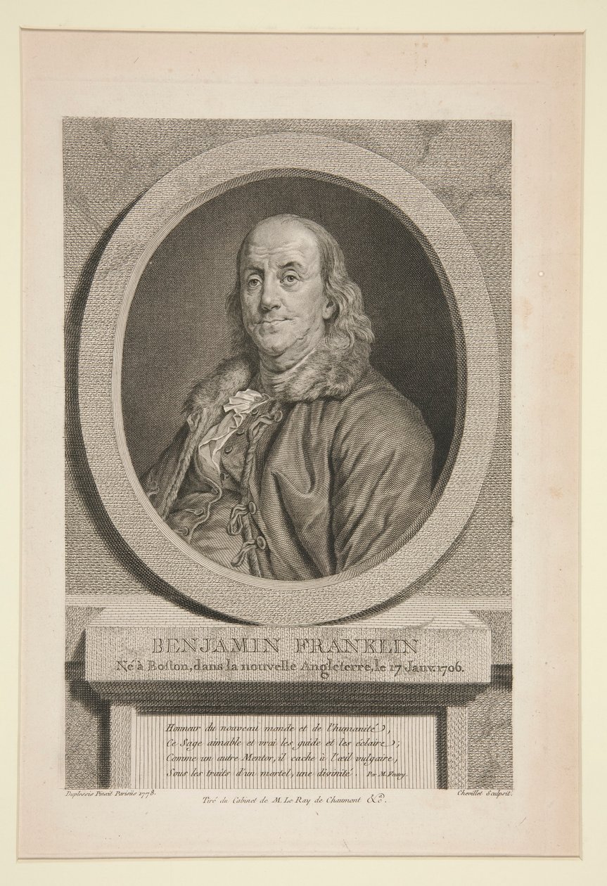 本杰明-富兰克林，1706 年 1 月 17 日出生于新英格兰波士顿 作者 Justus Chevillet