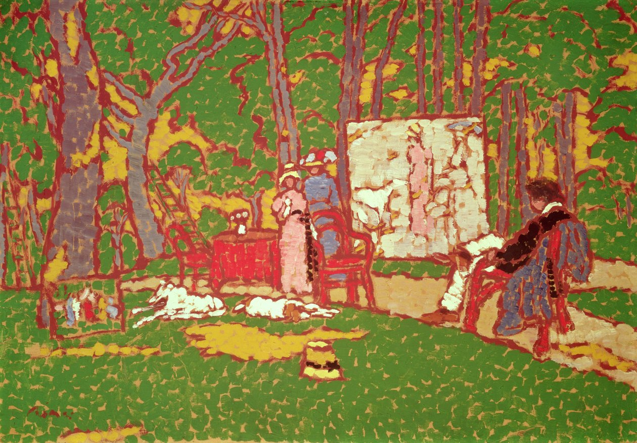 在公园里画Lazarine和Anella。这是热，1910年 作者 约瑟夫·里普尔·罗奈