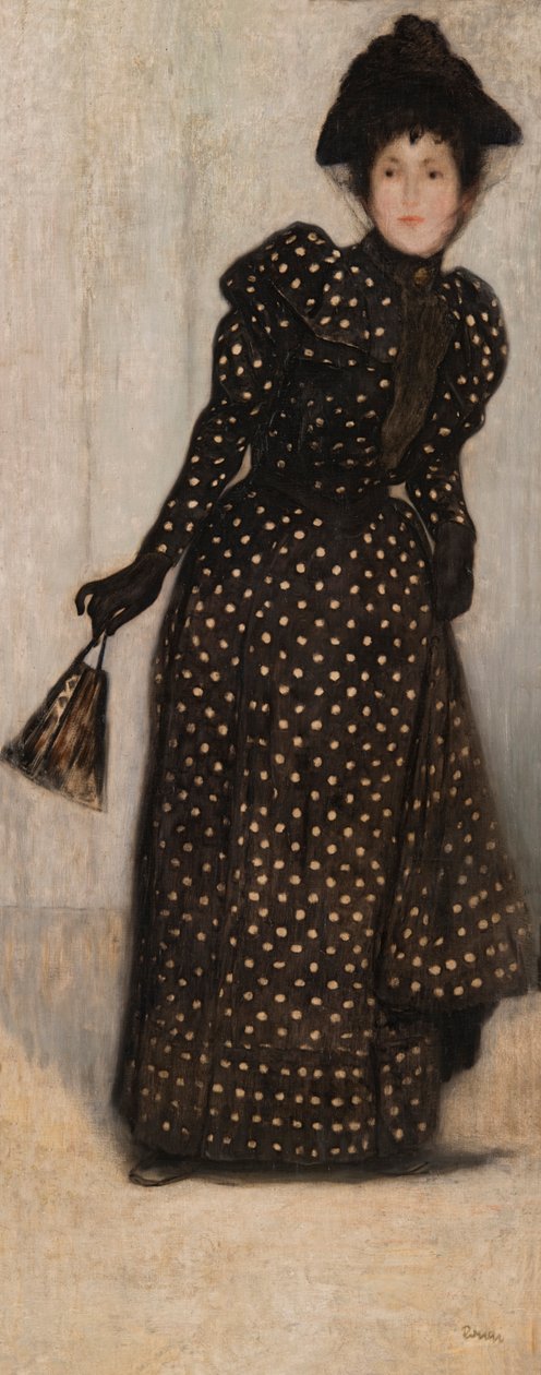 穿着白色波尔卡圆点裙的女人，1889年。 作者 约瑟夫·里普尔·罗奈