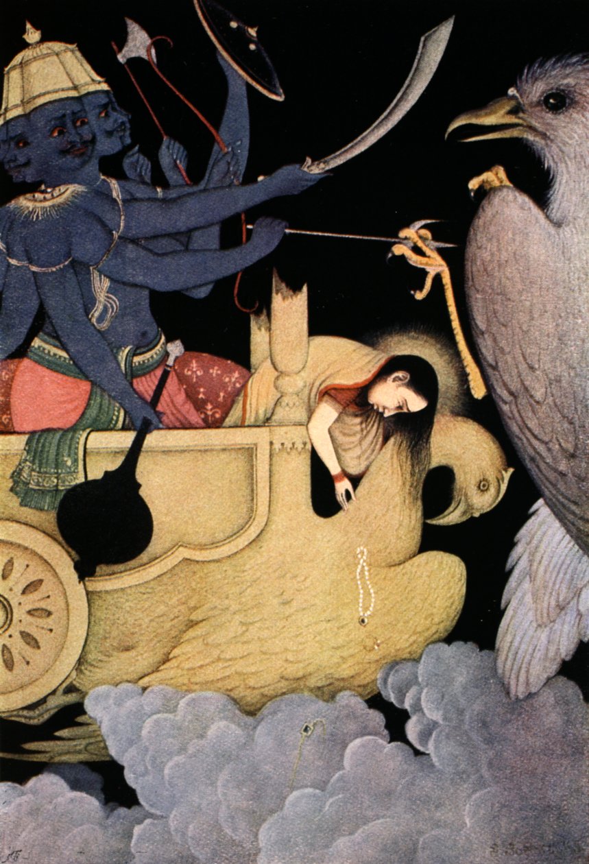 Ravana与Jatayu的战斗，1913年。   作者 K文卡塔帕