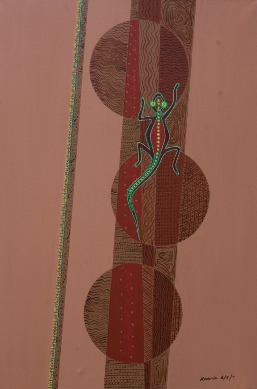原住民蜥蜴，2007年（画布上的油和丙烯酸） 作者 卡里亚（Kaaria Mucherera）