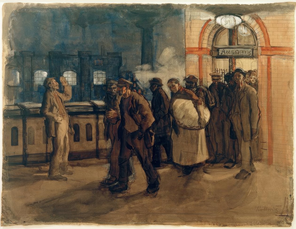 K.Kollwitz，在Lehrter站的回返工人 作者 凯特·珂勒惠支