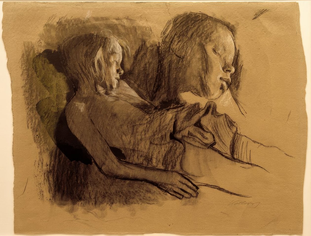 K.Kollwitz，睡着的孩子和孩子的头 作者 凯特·珂勒惠支