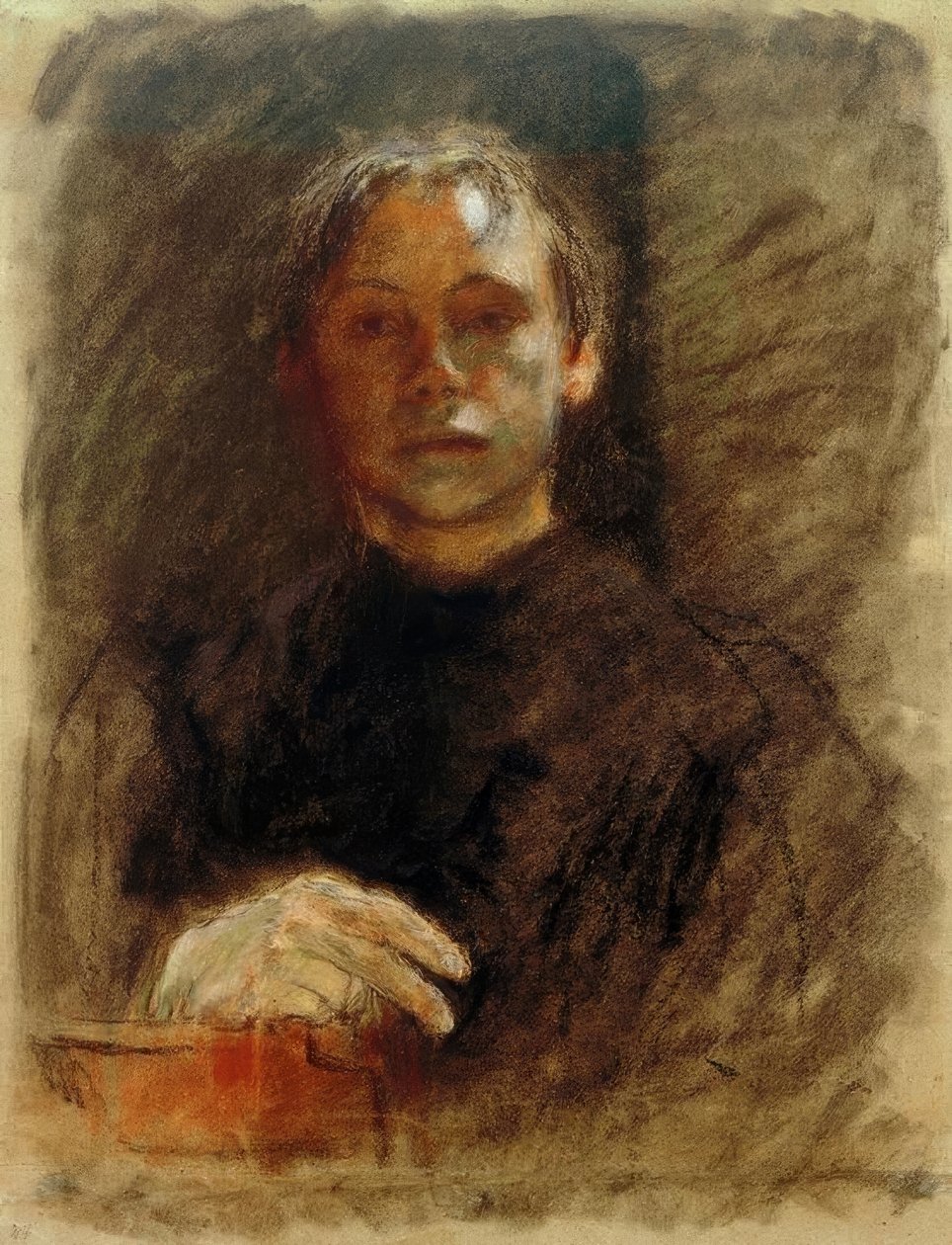 KätheKollwitz，右手自画像 作者 凯特·珂勒惠支