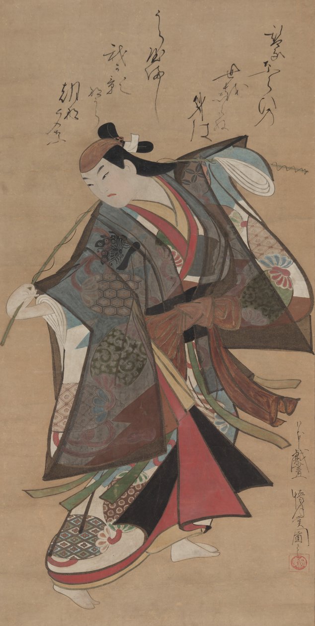 三条康太郎二世在扮演浦岛太郎的角色，17世纪初。 作者 安藤凯月堂