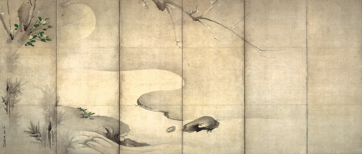 松树和梅花在月光下 作者 海保雄章