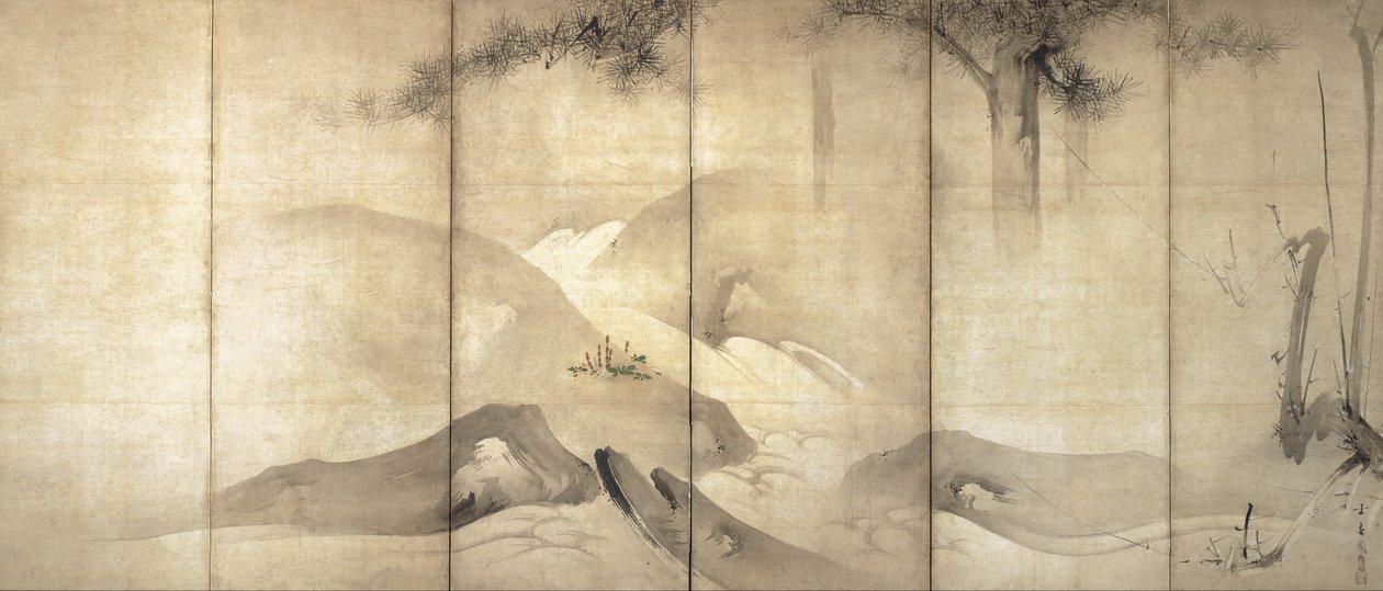 月光下的松与梅 作者 海保雄章