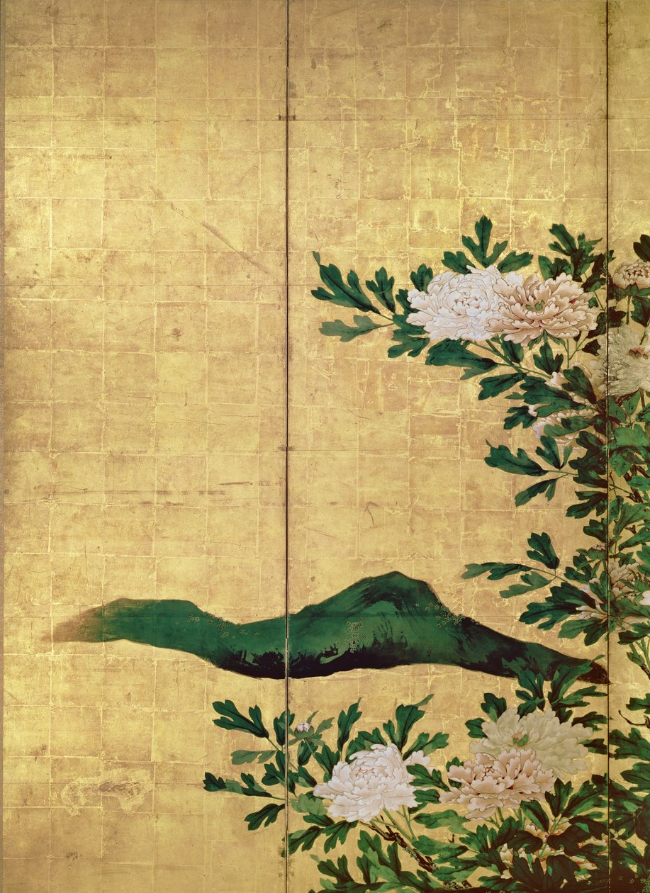 花的细节（墨水，颜色和纸上的黄金） 作者 海保雄章