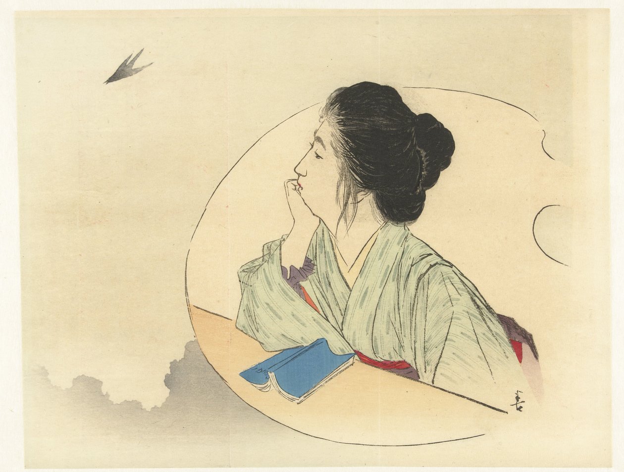 观看鸟类的妇女 作者 鹿田汉子