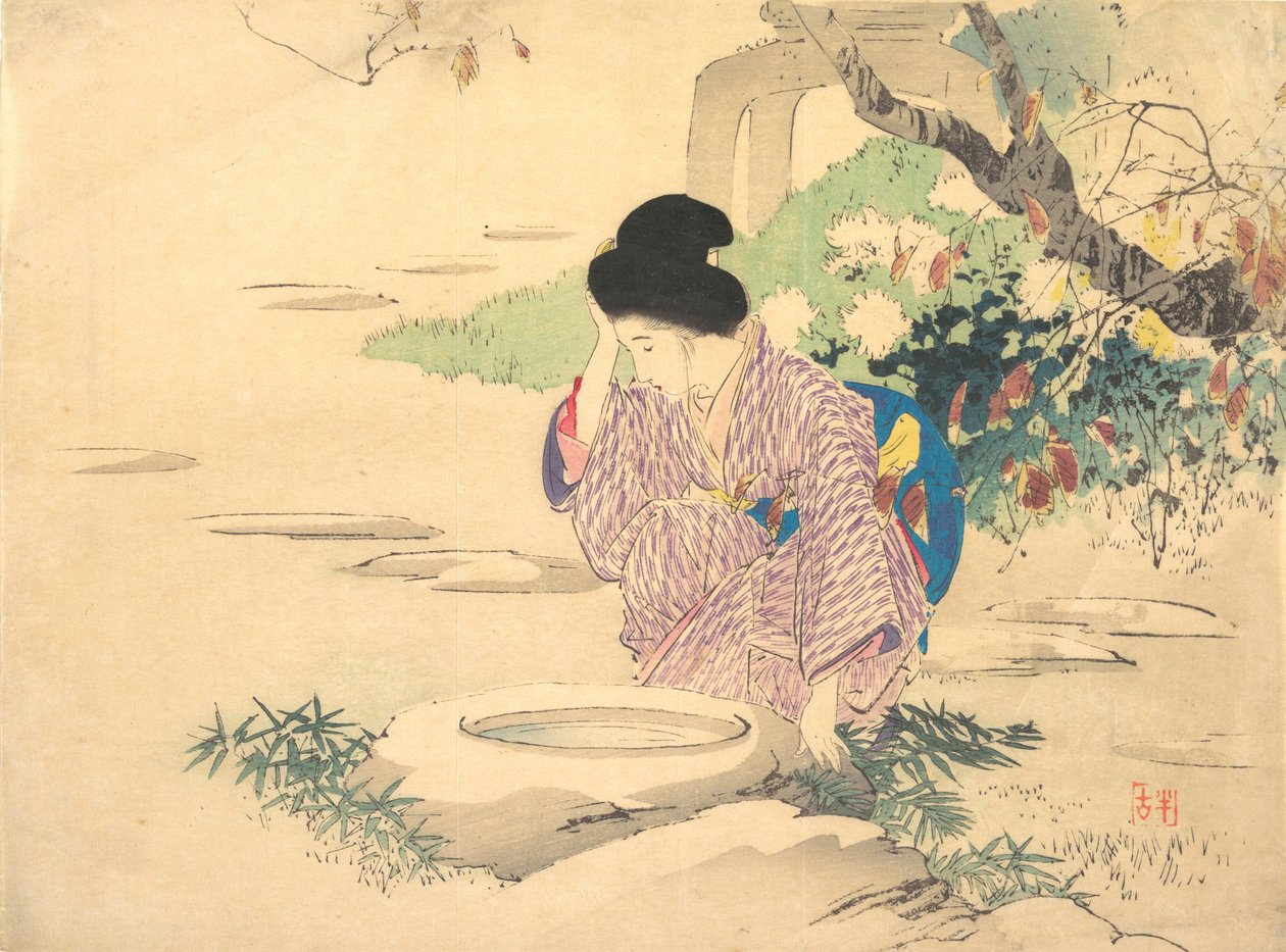花园里的女人，19世纪末-20世纪初。 作者 鹿田汉子