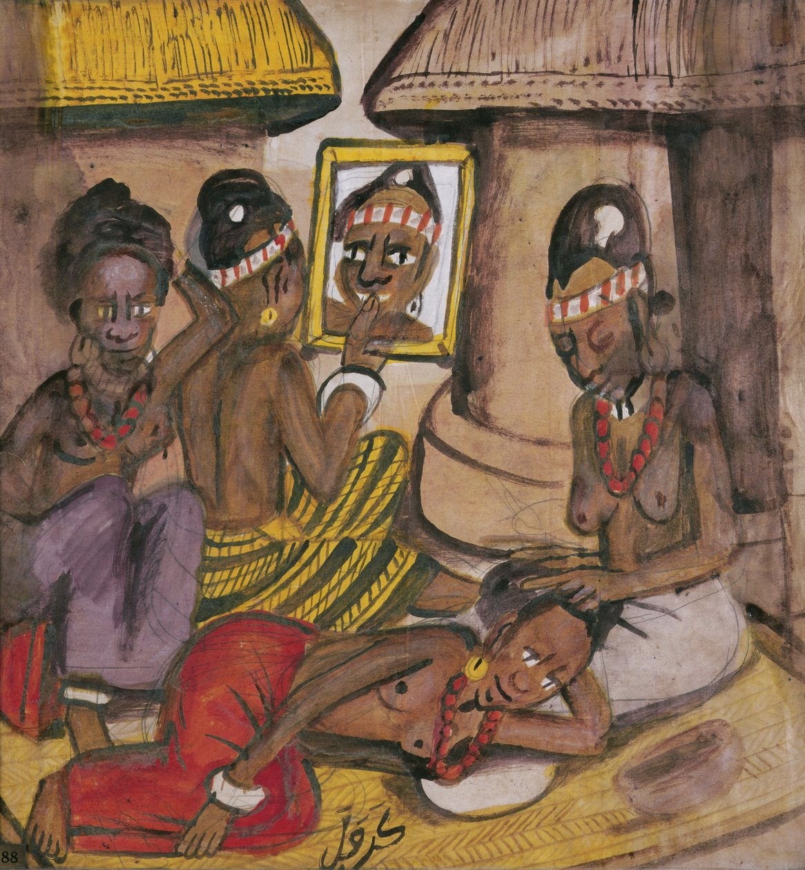 马里妇女，c.1929（亚麻油） 作者 卡利法拉·西迪贝（Kalifala Sidibe）