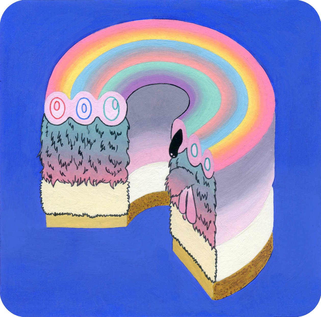 Fuzzcake，2017（纸上混合媒材） 作者 来了