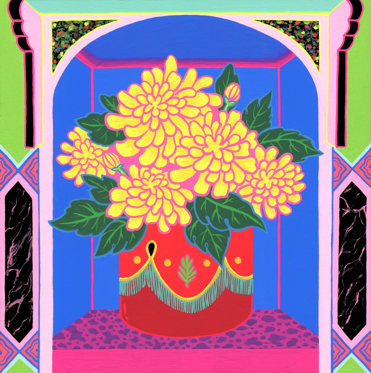 万寿菊，2020 年（丙烯酸画板） 作者 来了