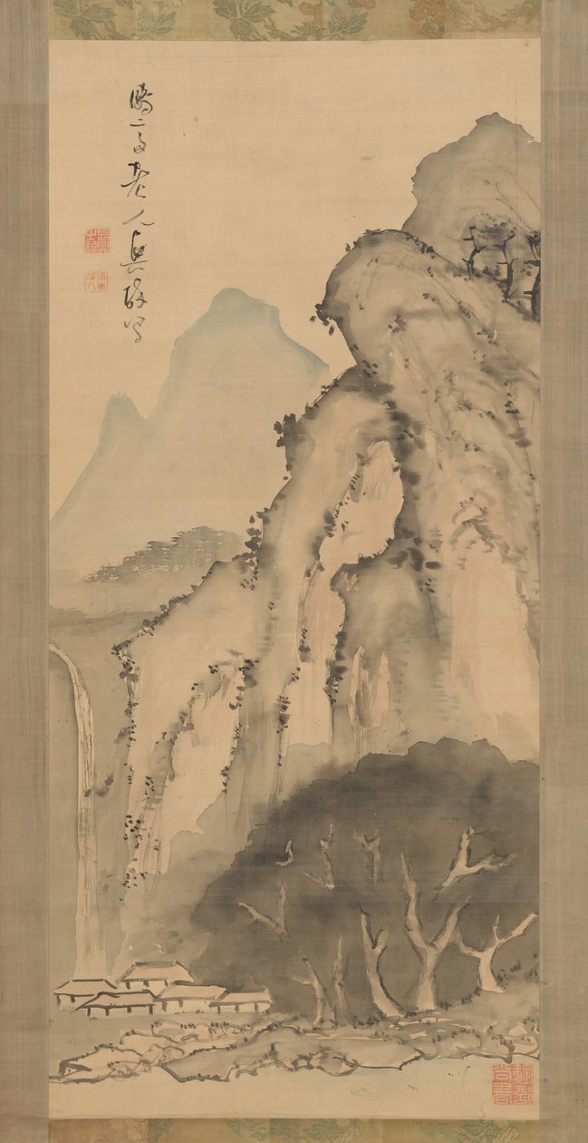 与瀑布景观，约。 1817。 作者 龟田博斋