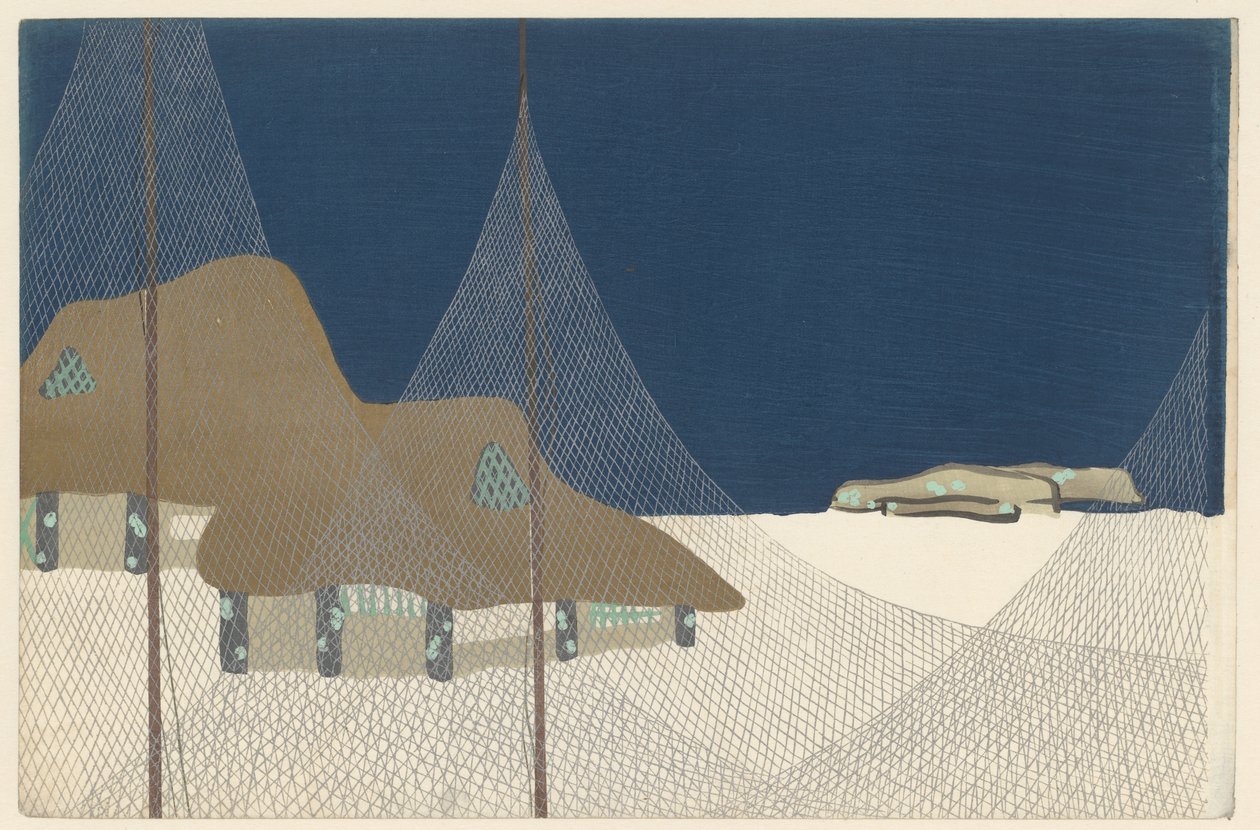 渔村，1909年（木版画） 作者 神坂积家