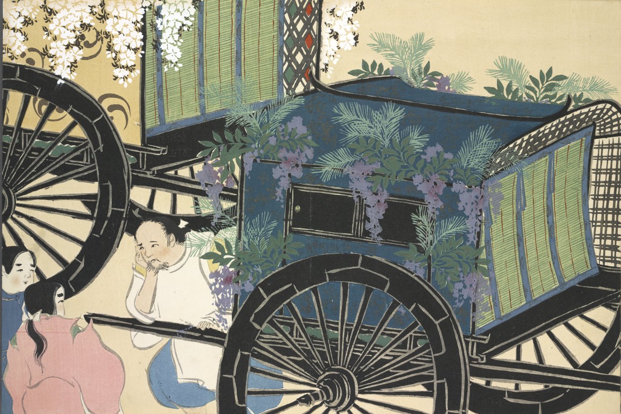 来自Momoyo-gusa（The World of Things）的Hanazashi-guruma第二卷，pub.1909（颜色块木刻） 作者 神坂积家