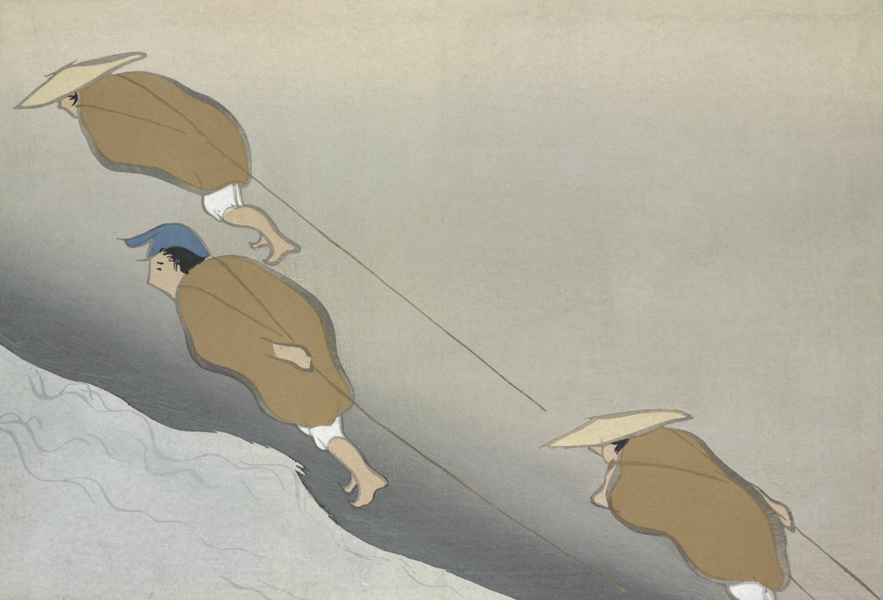 Hikifune，来自Momoyo-gusa（物联网）第二卷，pub.1909（颜色块木刻） 作者 神坂积家
