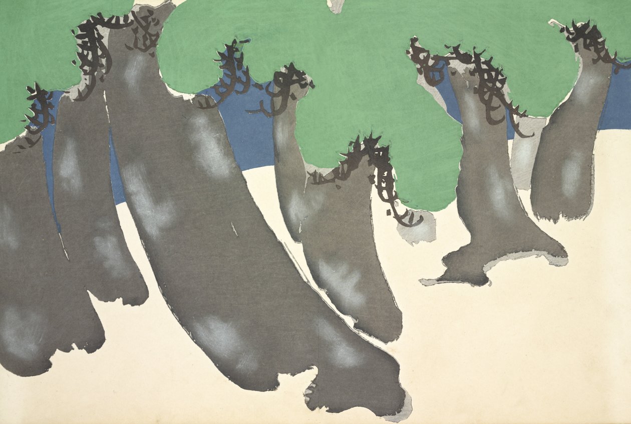 Sonoy No Matsu，来自Momoyo-gusa（The World of Things）第三卷，pub.1910（色块木刻） 作者 神坂积家