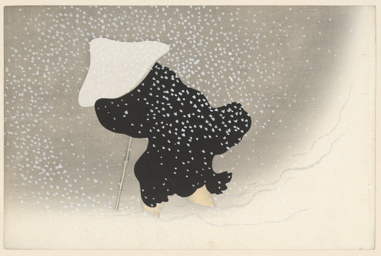 旋风雪，1909年（木版画） 作者 神坂积家