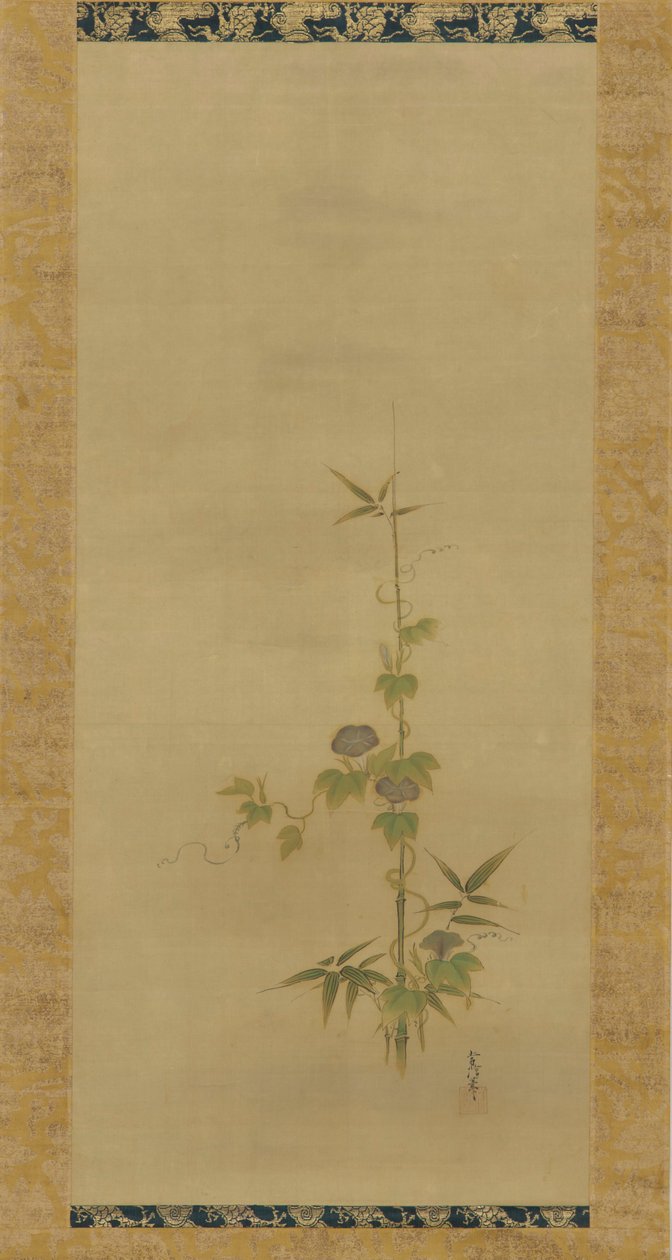 牵牛花和竹子一套，江户时期，17世纪中叶至18世纪初。 作者 鹿野洋牧常信