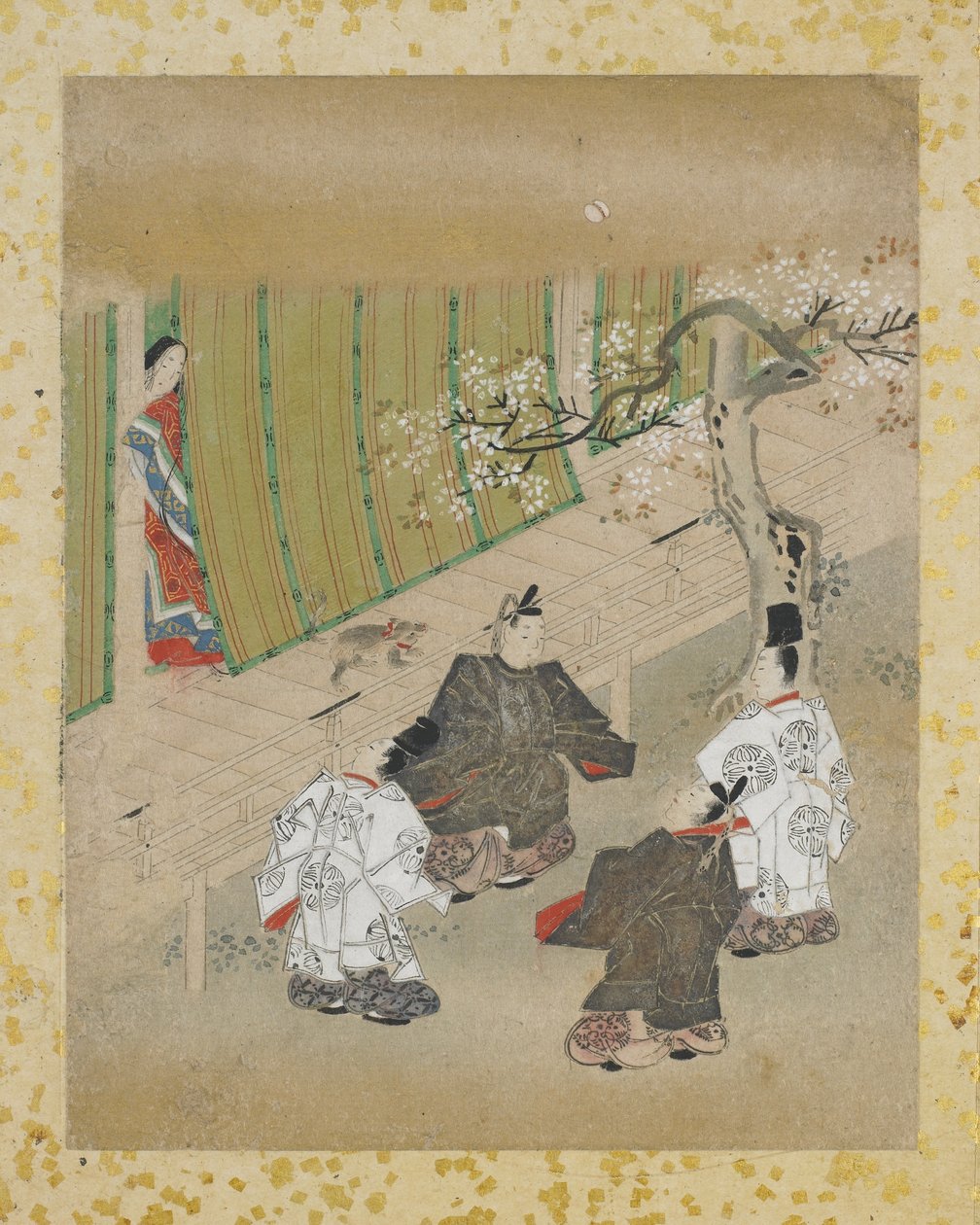 二十四幅画，主要是插图，江户时代（墨水，颜色和纸上的金色） 作者 鹿野探游