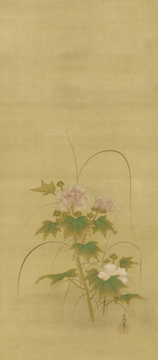 牡丹，江户时代，17世纪中叶至18世纪初（丝绸上的墨水和颜色） 作者 鹿野常伸