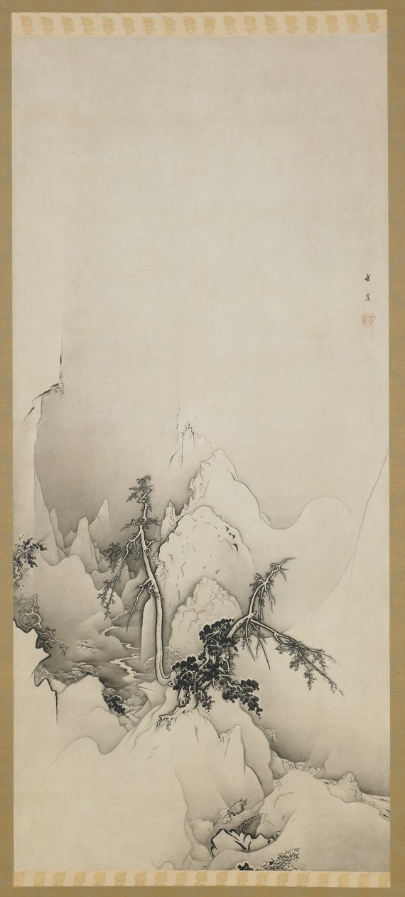 冬季景观：山沟，江户时代，1883年（纸上墨水） 作者 Ho井佳乃