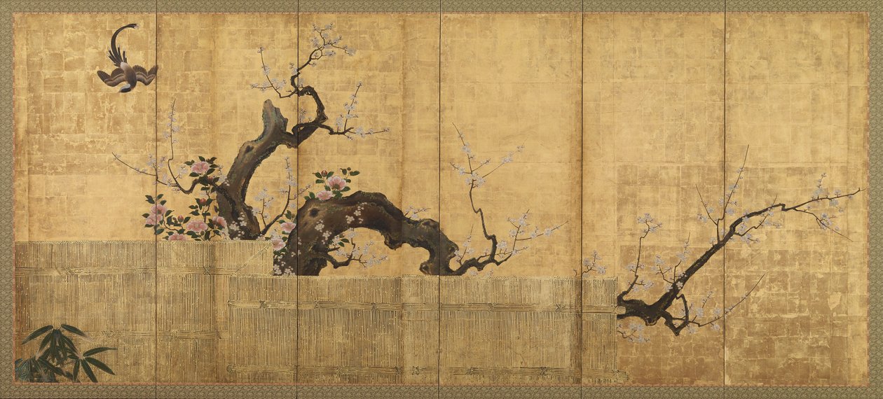 花园景观中盛开的梅花和山茶花 作者 卡诺锦鲤