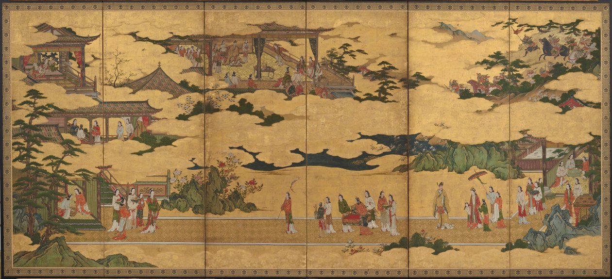 明皇和杨贵妃的生活场景，桃山时期，16世纪末-17世纪初 作者 鹿野光信