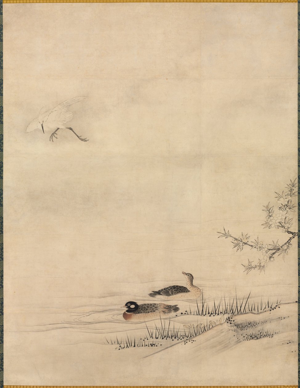 1500年代春季风景中的花鸟。 作者 卡诺·元信