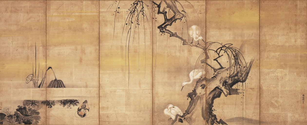 鸟类在景观，17世纪上半叶 作者 卡诺直信