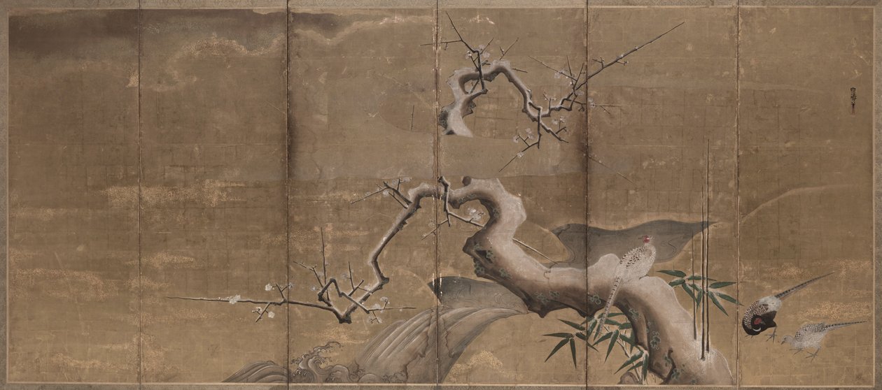 梅树和野鸡的冬景（鸟类左侧） 作者 卡诺直信