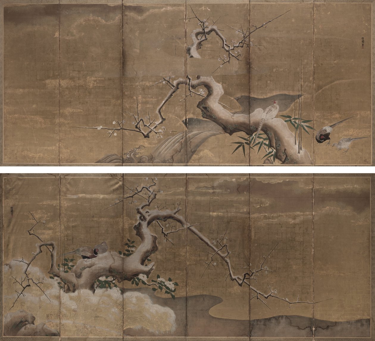 梅树与野鸡的冬景 作者 卡诺直信