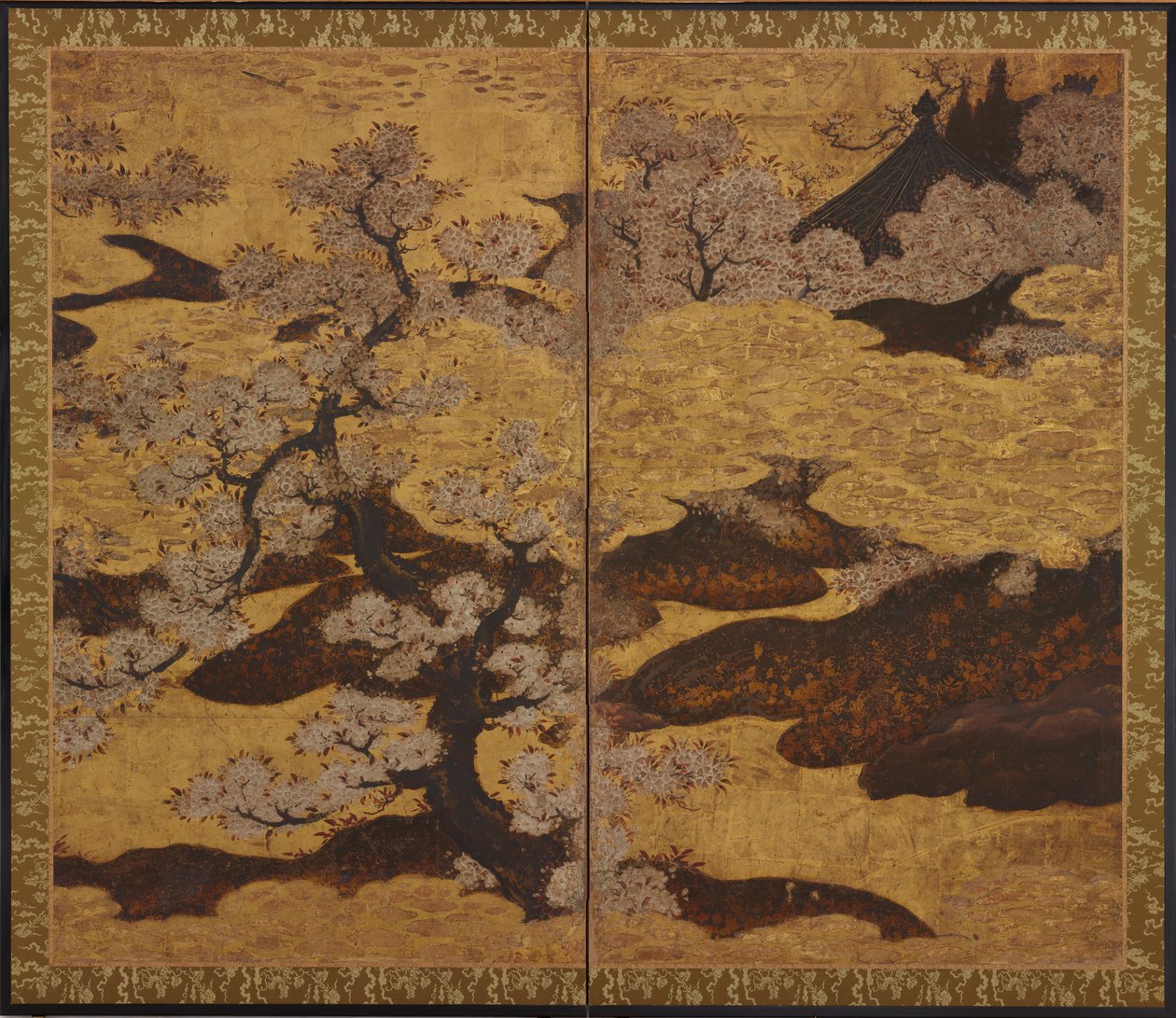 开花的樱花树，江户时期，约1580-1635。 作者 狩野山乐