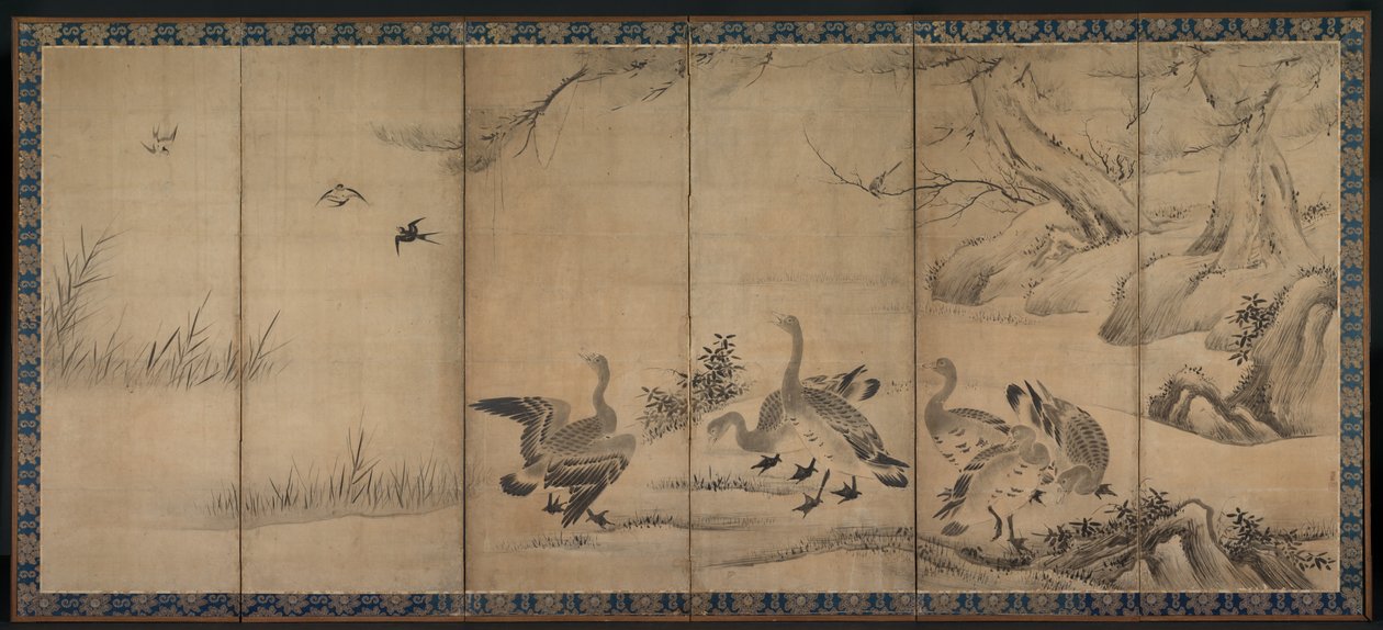 野鹅，1500年代末-1600年代初。 作者 狩野山乐