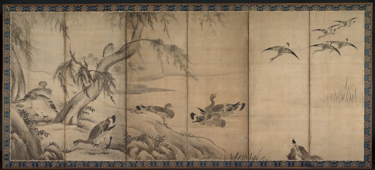 野鹅，1500年代末-1600年代初。 作者 狩野山乐
