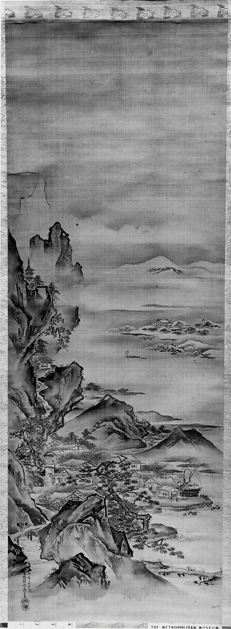 堀井山的景色，19世纪。 作者 鹿野炭水
