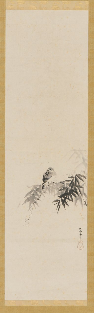 竹枝上的鸟，江户时代，17世纪。 作者 鹿野探游