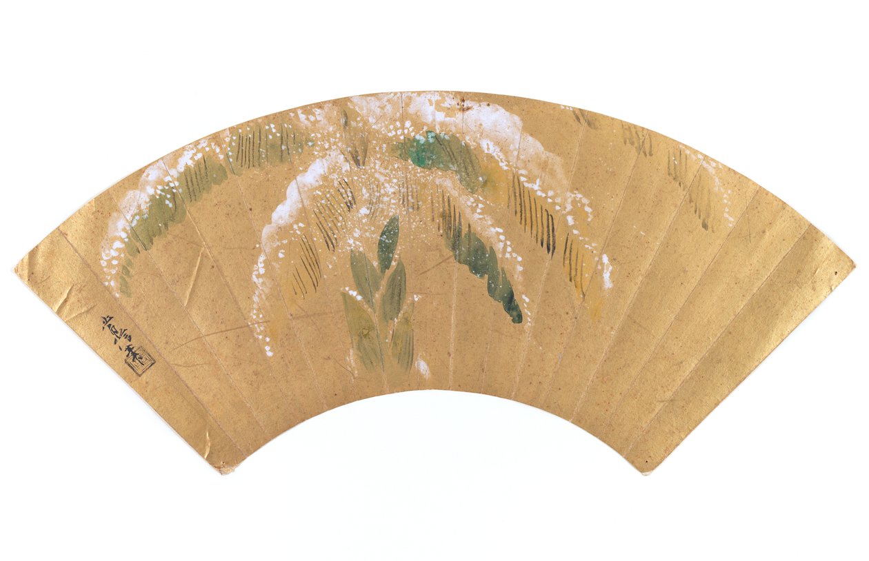 雪中的香蕉棕榈（金箔上的墨水和颜色） 作者 鹿野常伸