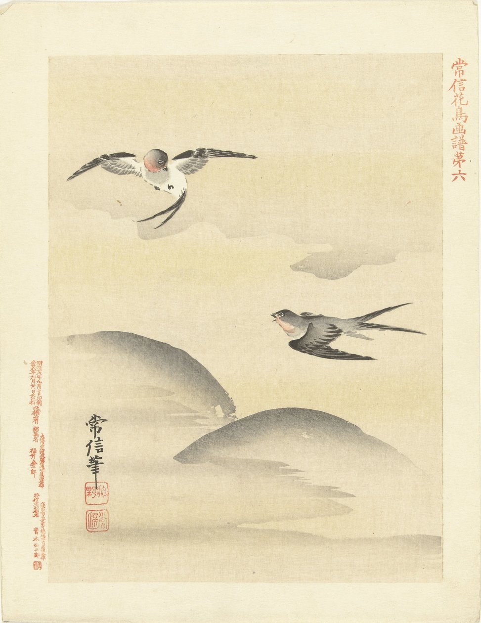 两只燕子
狩野常信的花鸟素描（系列标题）
Kano Tsunenobu kacho gafu（物体上的系列标题） 作者 鹿野常伸