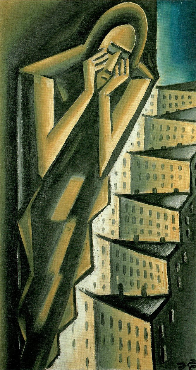城市上空的女人，约1917-1920年 作者 卡雷尔·卡佩克
