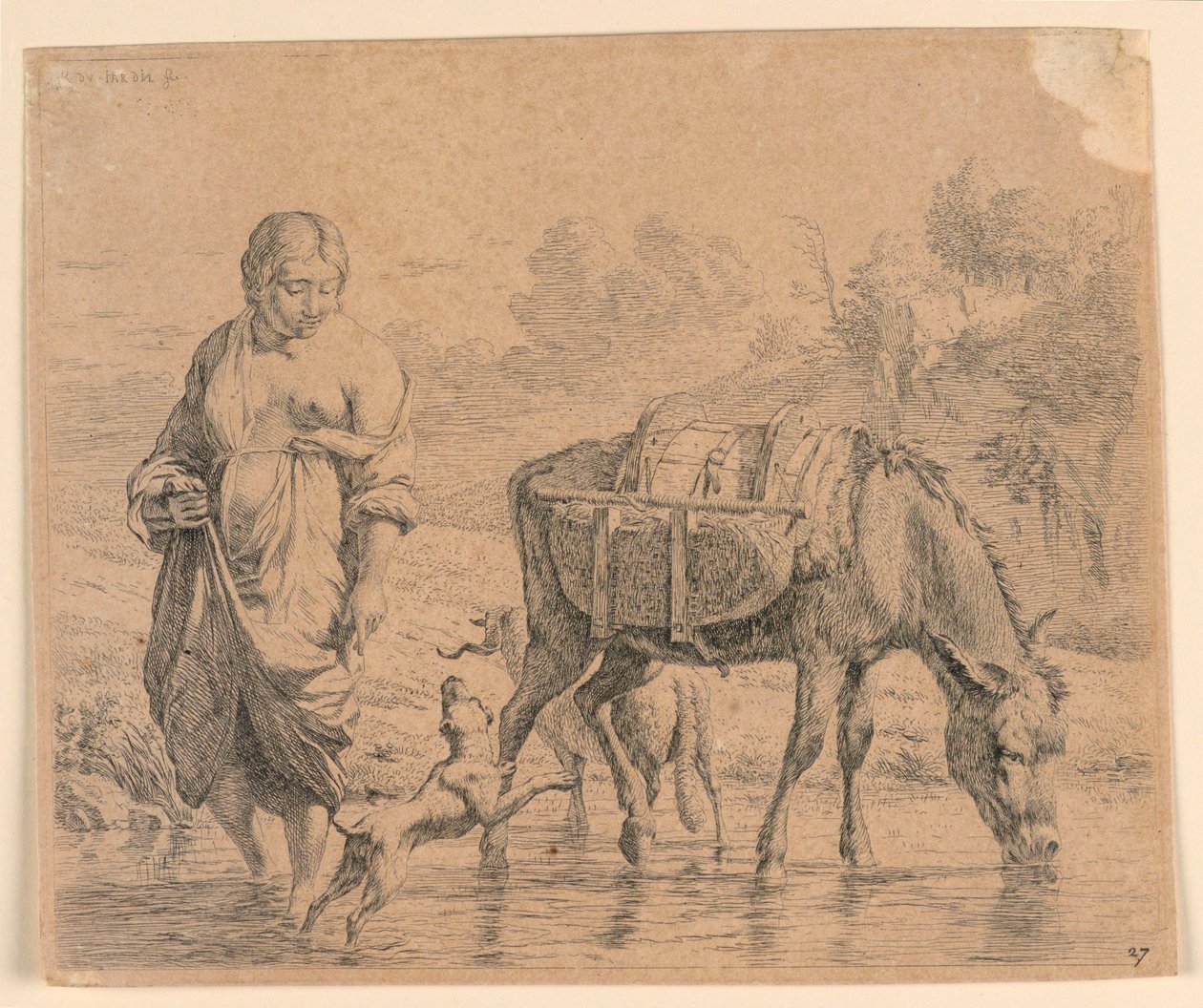乡下女人和骏马过小溪 作者 卡雷尔·杜·贾丁（Karel Du Jardin）