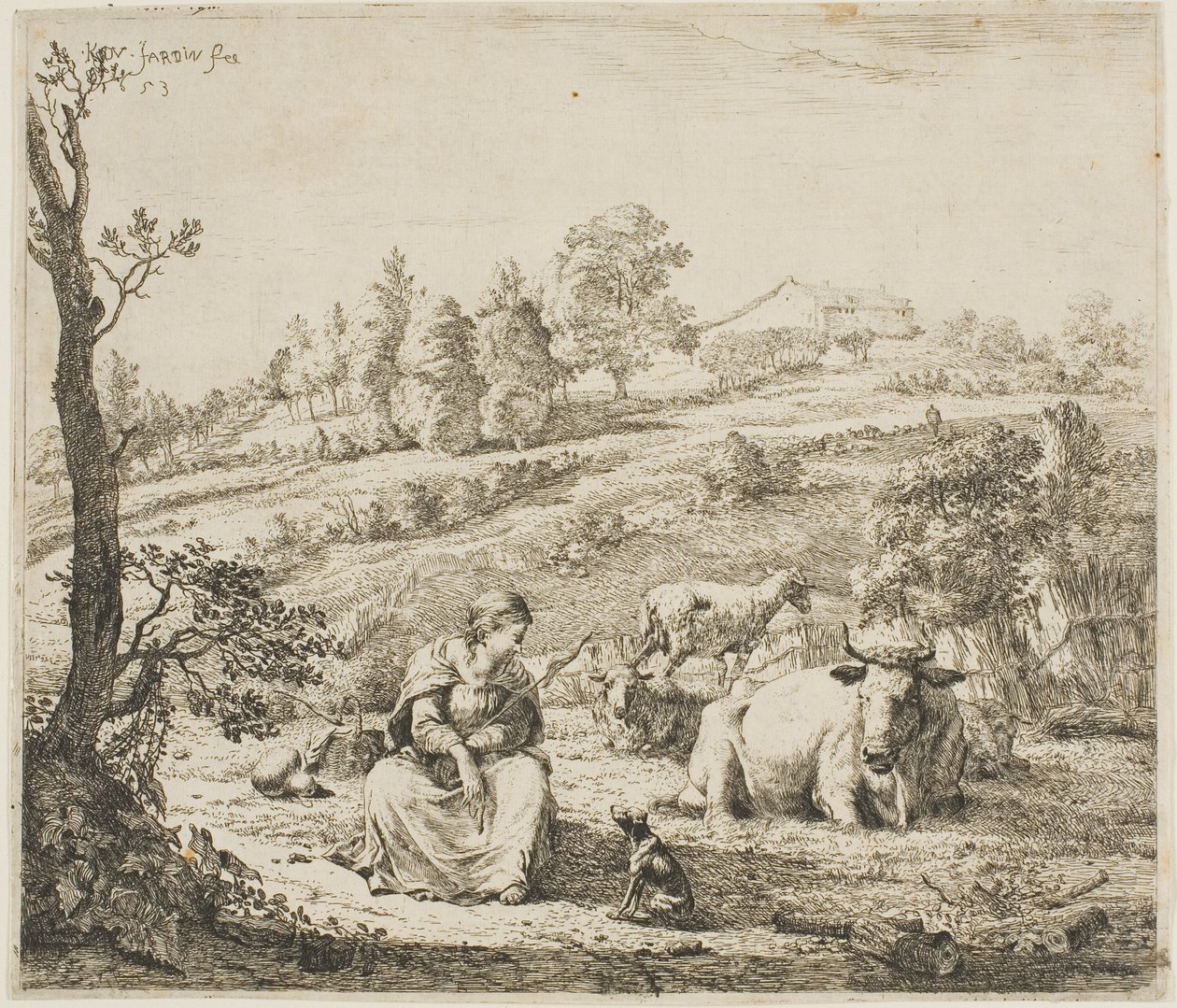 牧羊女对她的狗说话 作者 卡雷尔·杜哈丁（Karel Dujardin）