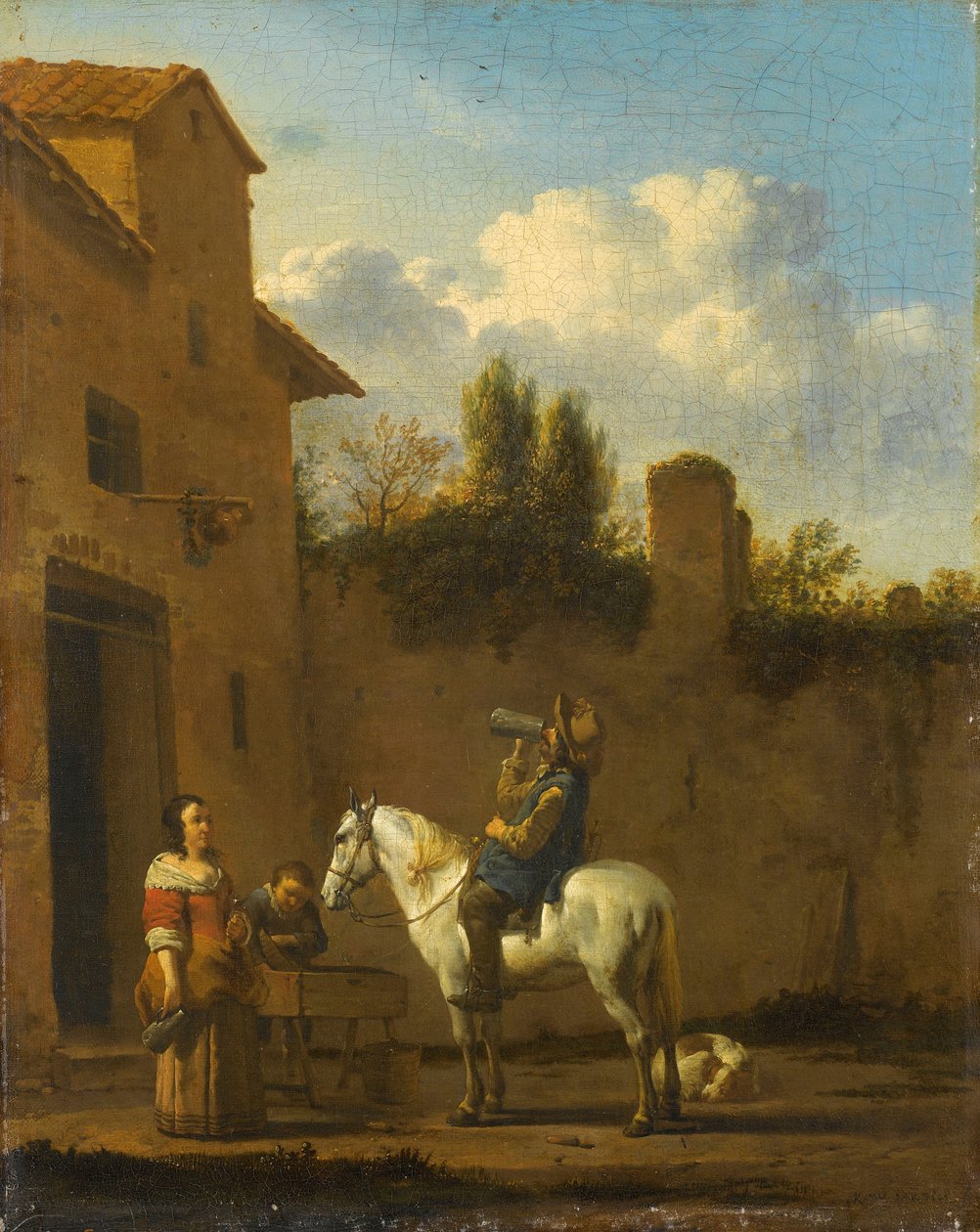 登上小号手，喝一杯，1650-60 作者 卡雷尔·杜哈丁（Karel Dujardin）