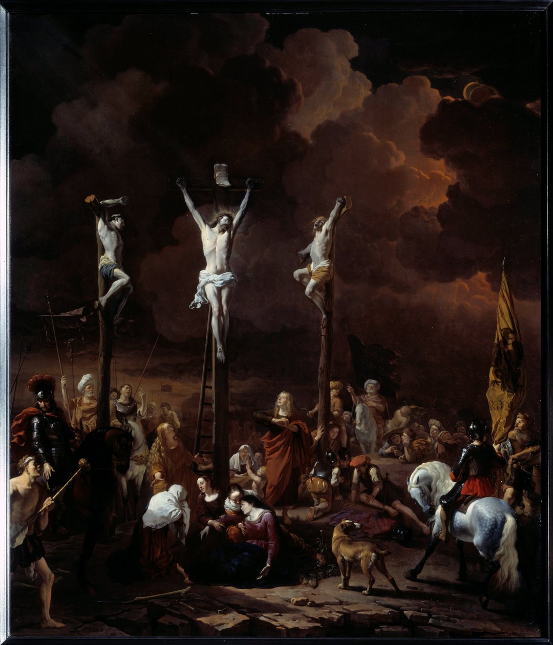 Karel Dujardin (1621-1678) (ec.holl.) 1661 Sun. 的 Calvary 绘画。 0,97x0,84 米 作者 卡雷尔·杜哈丁（Karel Dujardin）