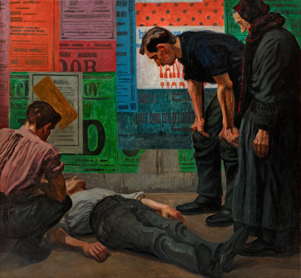 建筑工地上的事故，1909年 作者 卡雷尔·迈尔斯贝克（Karel Myslbek）